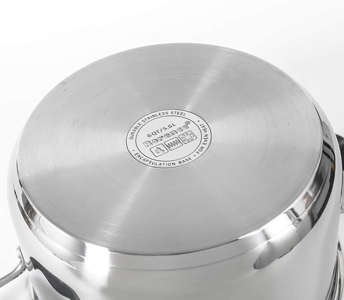 Rorence 6 Quart Stainless Steel Stock Pot, Induction Cooking Pot with Lid | Stockpot Pasta Pot with Two Side Spouts, capsule Bottom, Strainer Glass Lid