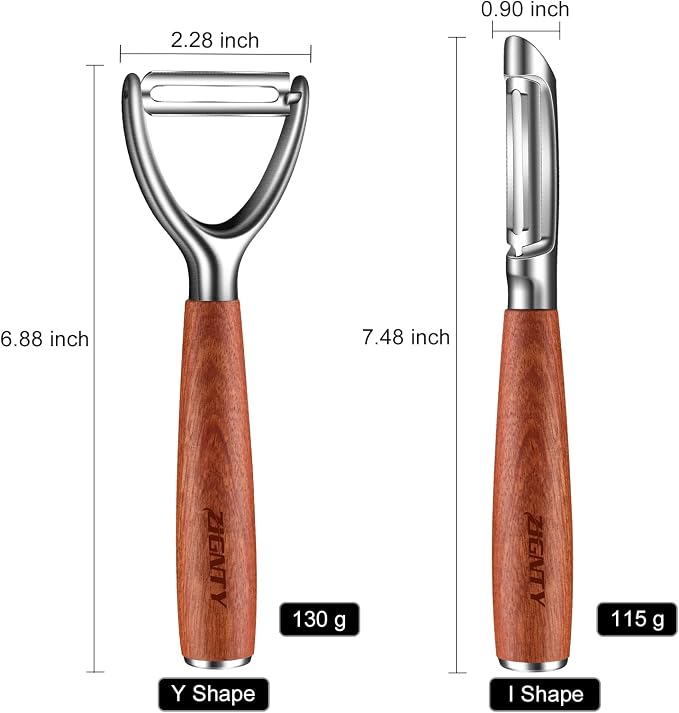 Premium Vegetable Peeler Stainless Steel, Ultra Sharp Potato Peelers | Swivel 420J2 Blade, Ergonomic Wood Handle, Premium Veggie Fruit Peeler for Kitchen, Apple Carrot Cucumber Y Shaped Peeler