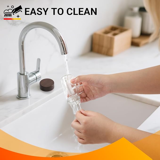 Segarty 3oz Spice Jar with Wood Lids, 6 Pack 90ml Glass Round Condiment Jars with Lids, Clear Empty Seasoning Containers Cereal Containers Storage Set, Small Spices Bottles with 7 Stickers, 1 Brush