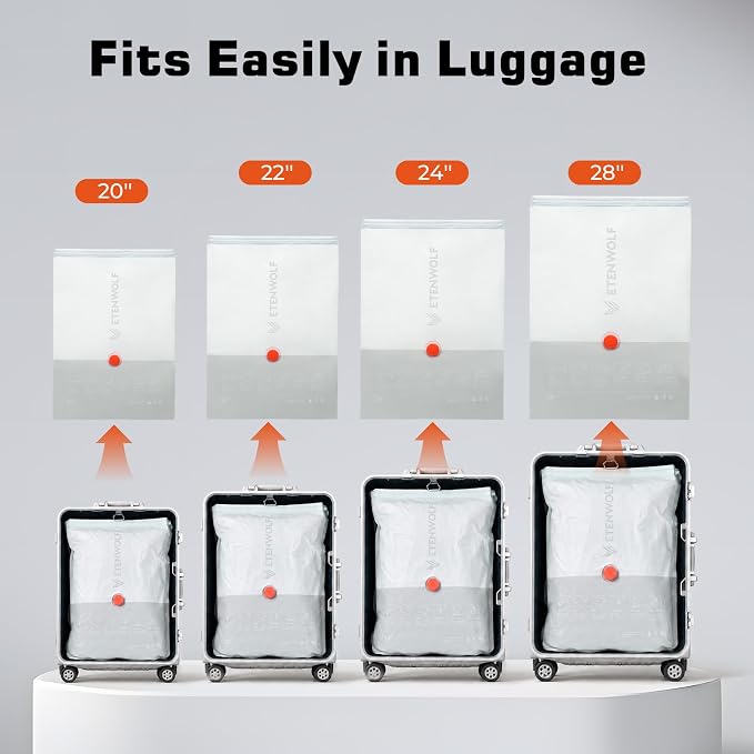 ETENWOLF 20 Combo Vacuum Storage Bags for Travel with Wireless Pump | Vacuum Seal Bags for Clothing Travel, Compression Packing Bags for Clothes and Blankets, Space Saver Bags in Carry-On Sizes