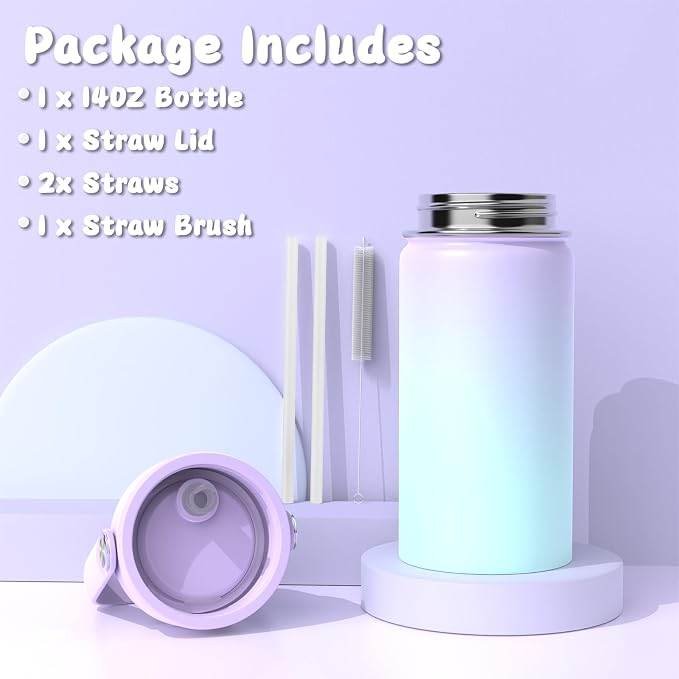 Bento Lunch Box for Kids Adult, Leakproof 3-4 Compartment Bento Box Set with Insulated Food Jar,Water Bottle, Lunch Bag, School Lunch Container for Toddler Teen Girls Boys Ages 3+(Gradient)