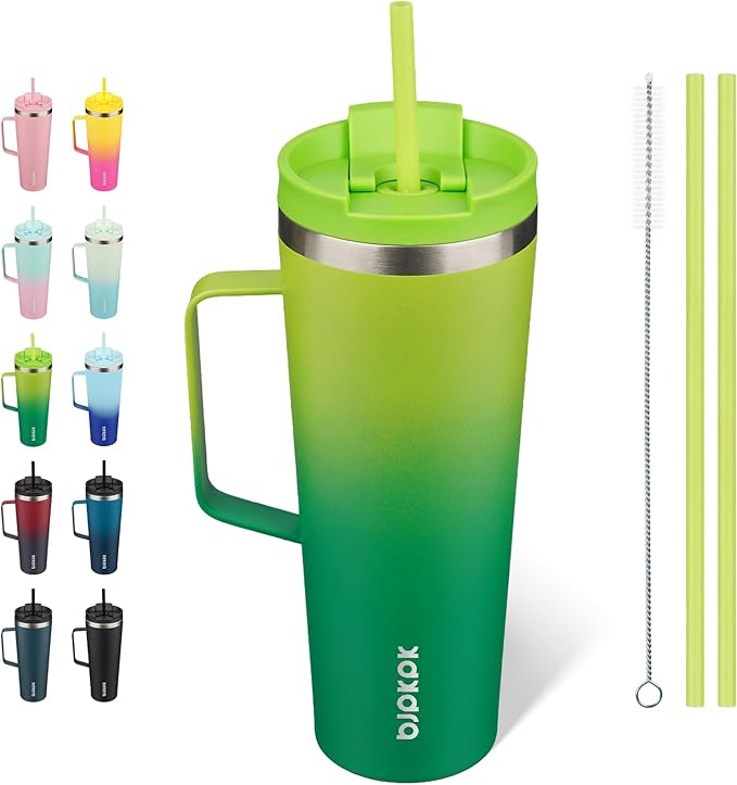 BJPKPK 26oz Insulated Tumbler with Handle, Lid & Straw, Stainless Steel | Double Wall Vacuum Insulated Coffee Travel Mug - Keeps Cold & Hot, BPA Free, Cupholder Fit for Office, Gym & Travel