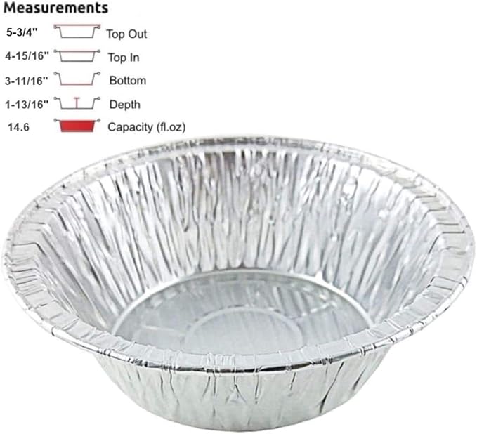 Durable Packaging 5 3/4" Aluminum Foil Deep Meat/Pot Pie Pan Tin 12 Pack - Disposable Containers (Pack of 12)