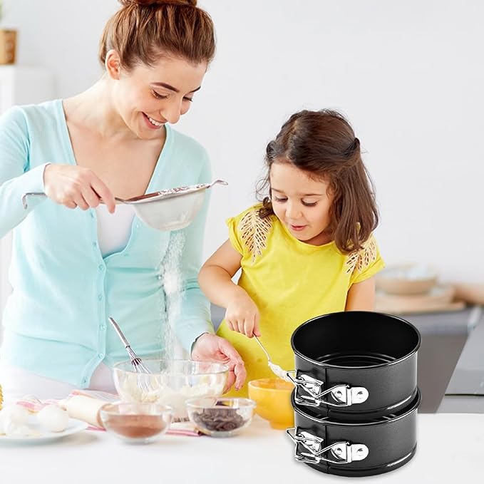 Mini Springform Pans, 4 Pack 4 Inch Cheesecake Quiche Baking Pans | Nonstick mini cheesecake pans with removable bottoms and spring latches for quiche, tart, pie and small cake baking