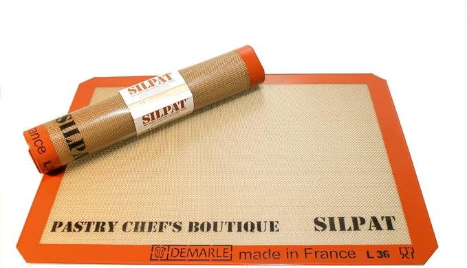 Sasa Demarle Silpat Premium Non-Stick Silicone Baking Mat, Big Sheet Pan Size (2/3) for a 15''x 21'' Sheet Pan - 13.58''x 19.5'' - ONE MAT ONLY - by Pastry Chef's Boutique