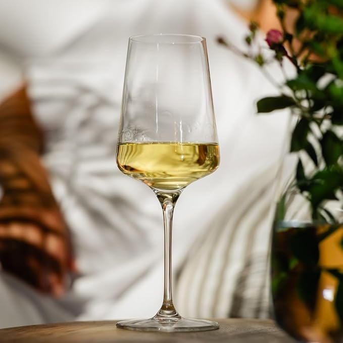 Krosno White Wine Glasses Set of 4, 13.5 oz, Infinity Collection | Wine Tumbler with Stem, Lead-Free Crystal Glassware, Drinking Glasses, Elegant Cups, Home & Restaurant, Dishwasher Safe