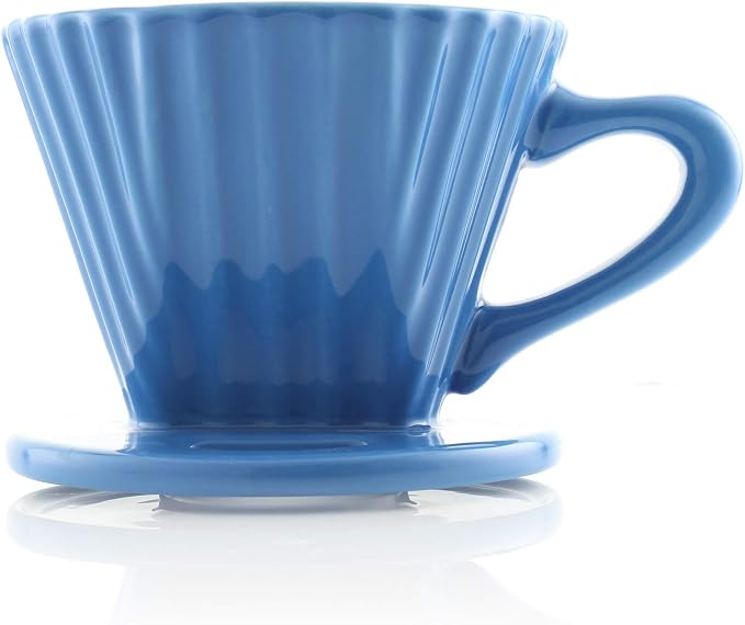 Chantal "Lotus ceramic pour over coffee dripper, 8 ounces (Blue Cove)