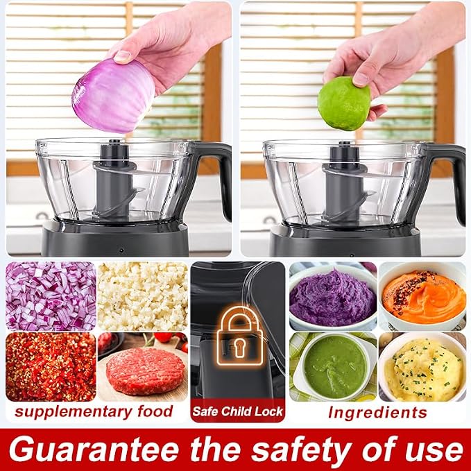 Food Processor Electric Food Chopper with 4.5-Cup(1000ml) Vegetable Chopper & Meat Grinder,BPA Free, Stainless Steel Blade for Chopp, Slice, Mince, Grind, and Puree, for Baby Food & Family Use | Vegetable Chopper & Meat Grinder BPA Free, Stainless Stee...