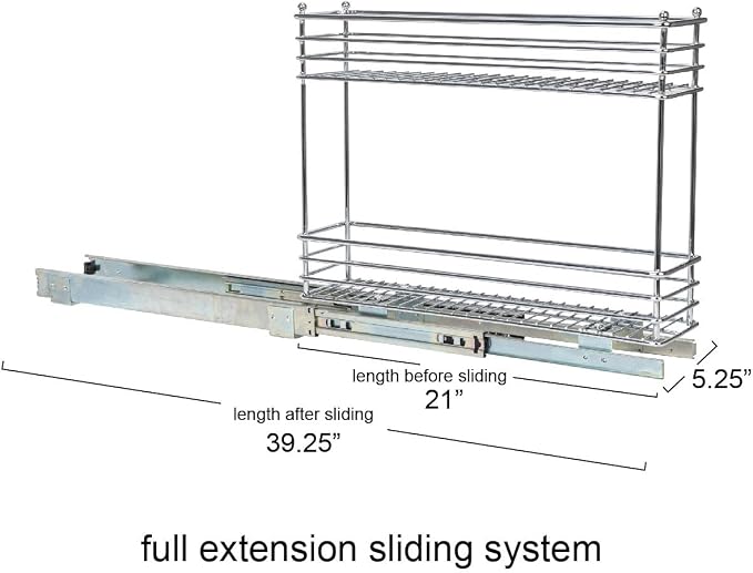 Household Essentials Chrome 2-Tier Sliding Cabinet Organizer, 5"