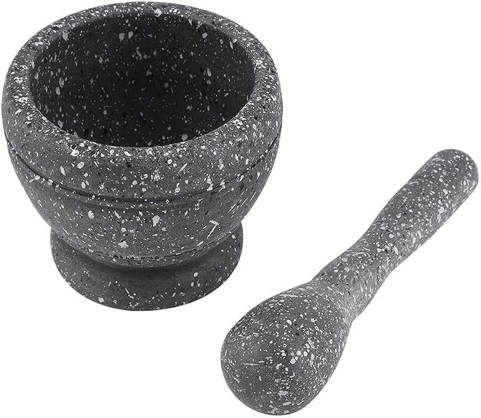 Mortar and Pestle Set, Grinding Bowl (Granite Pattern) | Manual Grinder for Crushing Sauce, Paste, Guacamole, Salsa, Pesto Making, Pill Crusher
