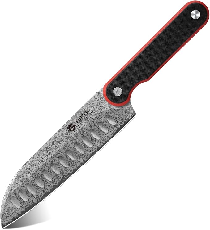 Santoku Knife 7 Inch, 67-Layer Damascus Steel Chef Knife with G10 Handle | Professional Damascus Kitchen Knife with 10Cr15CoMoV Steel Core, Japanese Knife with Ergonomic Full-Tang Handle