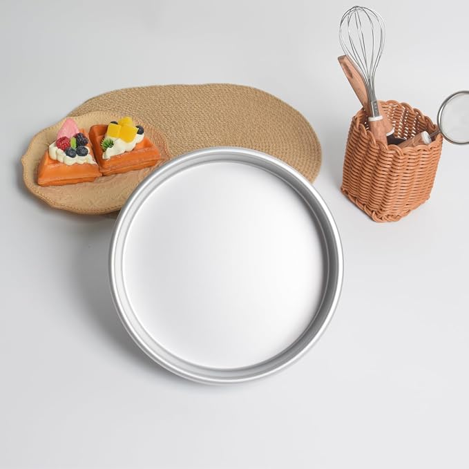 9 Inch Cake Pan, Aluminum Round Cake Baking Pans Tins For for birthday cake party cake, Non-Toxic, Only Handwasher.Silver(9×2 round Cake Pan)
