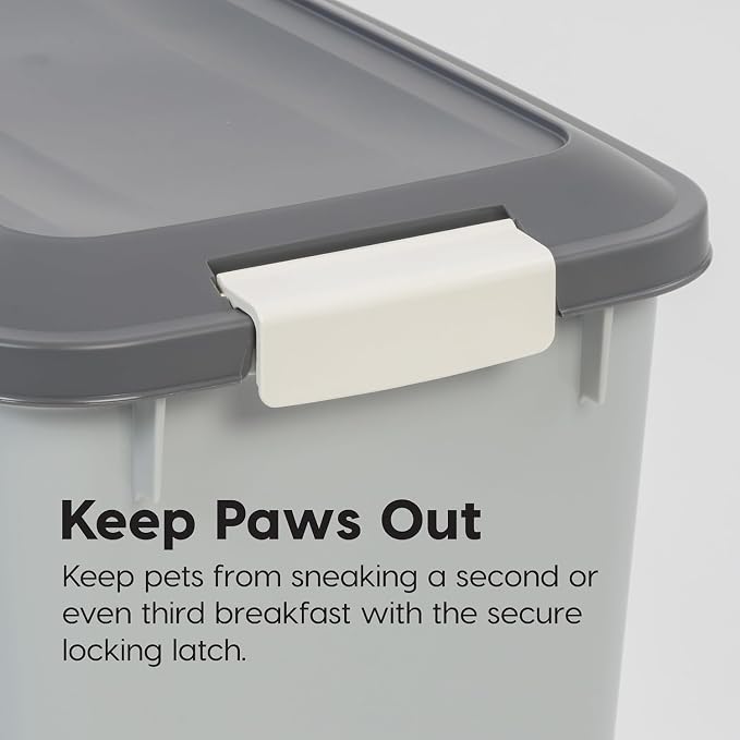 IRIS USA Dog Food Storage Container, Up to 54 lbs, Gray/Dark Gray | Made in USA, Comes with Wheels & 2-Cup Scoop, Airtight Seal, BPA-Free, Bird Seed, Cat food, Cat Litter, Treats, Pellets