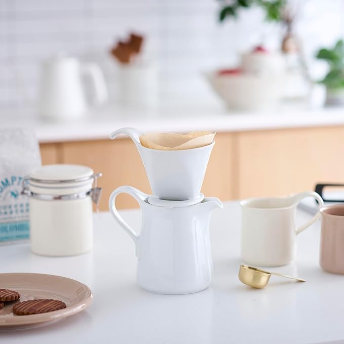 ZERO JAPAN - Bee House Pour Over Coffee Dripper - Ceramic Coffee Maker with Elegant Peek Hole, Drip Cone Brewer Coffee Gifts, Brewing Accessories - White, Standard Size