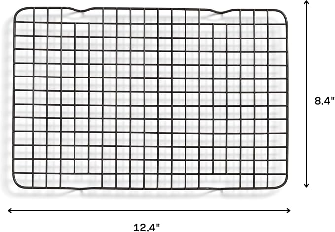 Great Jones Non Stick Wire Cooling Rack (Pepper) – Fits Quarter Sheet | 8.4" × 12.4" Non Toxic Baking Rack, Heavy-Weight Aluminized Steel, Oven Safe 450 °F, Bacon & Cookie Cooling Rack