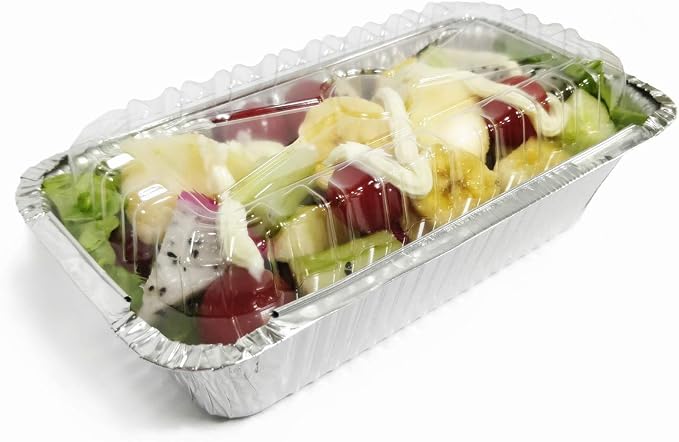 Disposable Loaf Pan with Lid for Baking - 1.5 Lb Disposable Bread Pans - Meatloaf Pans – 50 Aluminum Foil Pans and 50 Clear Lids - Perfect for Baking Cakes, Bread, Meatloaf… | 50 Pack, To-Go Loaf Tins with Clear Lid for Bakery Sales packaging, and Home...