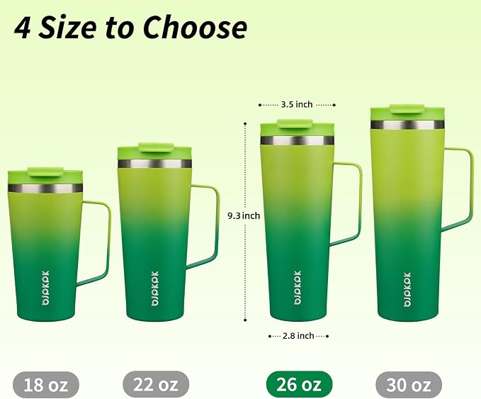 BJPKPK 26oz Insulated Tumbler with Handle, Lid & Straw, Stainless Steel | Double Wall Vacuum Insulated Coffee Travel Mug - Keeps Cold & Hot, BPA Free, Cupholder Fit for Office, Gym & Travel