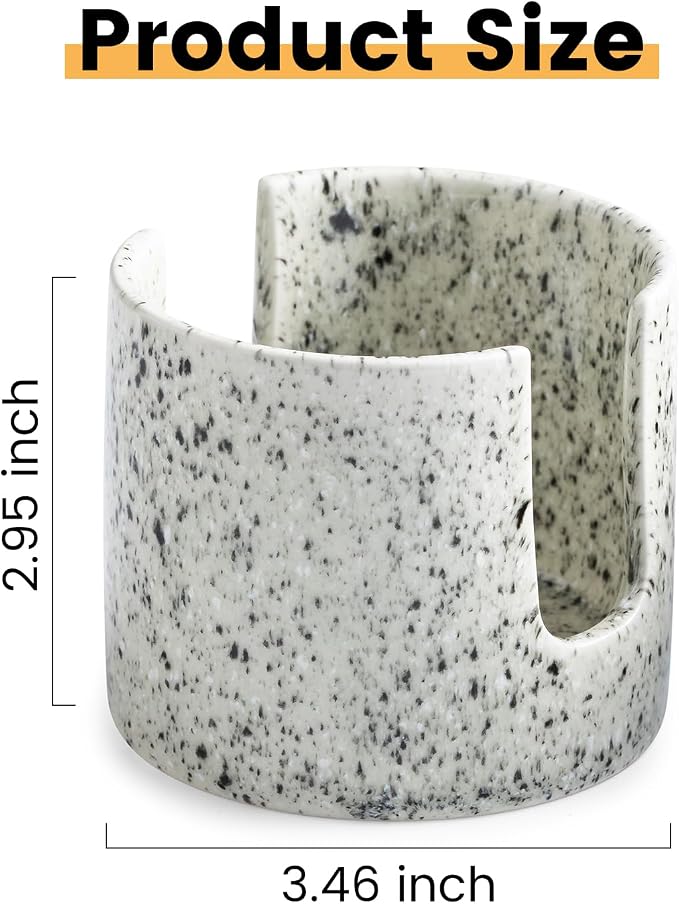 Zoeeker Sponge Holder for Kitchen Sink, Ceramic Dish Sponge Drying Rack | Dish Brush Holder Kitchen Storage Accessories Scrubby Caddy Scouring Pad Holder for Bathroom, Countertop, Speckled Glaze