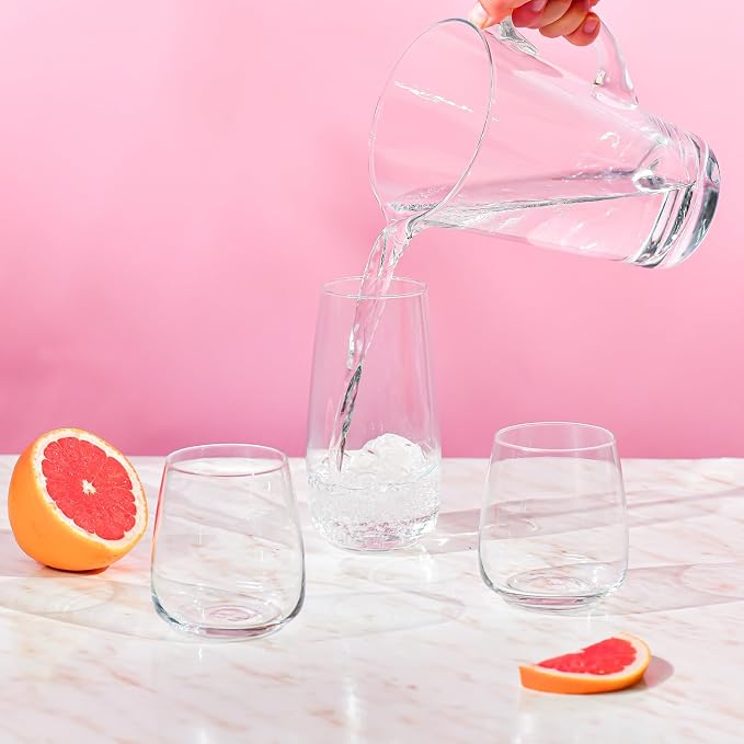 KROSNO Water Glasses Set of 6, 15.9 oz, Modern Collection | Drinking Glasses, Lead-Free Crystal Glassware, Juice Glasses, Water Glass Set, Dishwasher Safe, Made in Europe