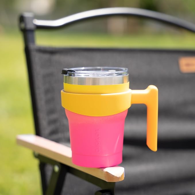BJPKPK 10 oz Mini Tumbler with Lid, Straw & Handle, Insulated Steel Cup | Small, Spill Proof, Leak Proof, Thermal, Double Wall Vacuum, Sweatproof, Dishwasher Safe, BPA Free, Pastel Sunset