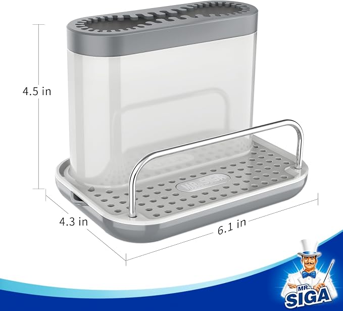 MR.SIGA Sink Caddy, Kitchen Sink Organizer Sponge Holder with Drip Tray | Kitchen sink caddy organizer, keeps sink tidy