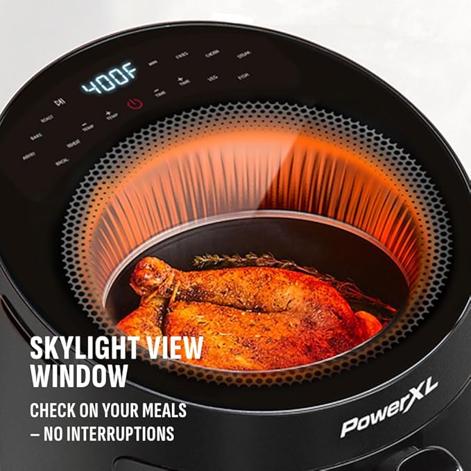 PowerXL LUMINEX 5.3QT Air Fryer with View Window | 5.3QT air fryer with radiant heat, 13 presets, skylight window and no-preheat cooking.