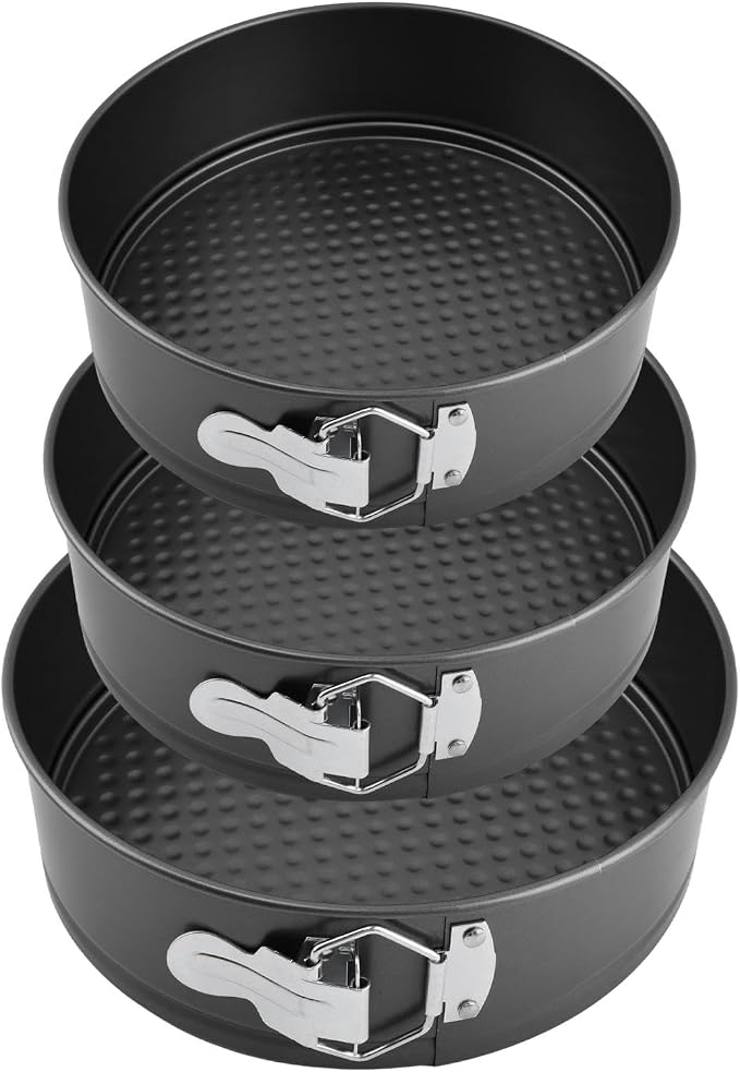 3pcs Springform Pan, 7,8,9 Inch Cheesecake Pans with Removable Bottom, Carbon Steel Baking Pans Nonstick Baking Tin Cake Mould for Small Pizza Pie (Circle Shape)