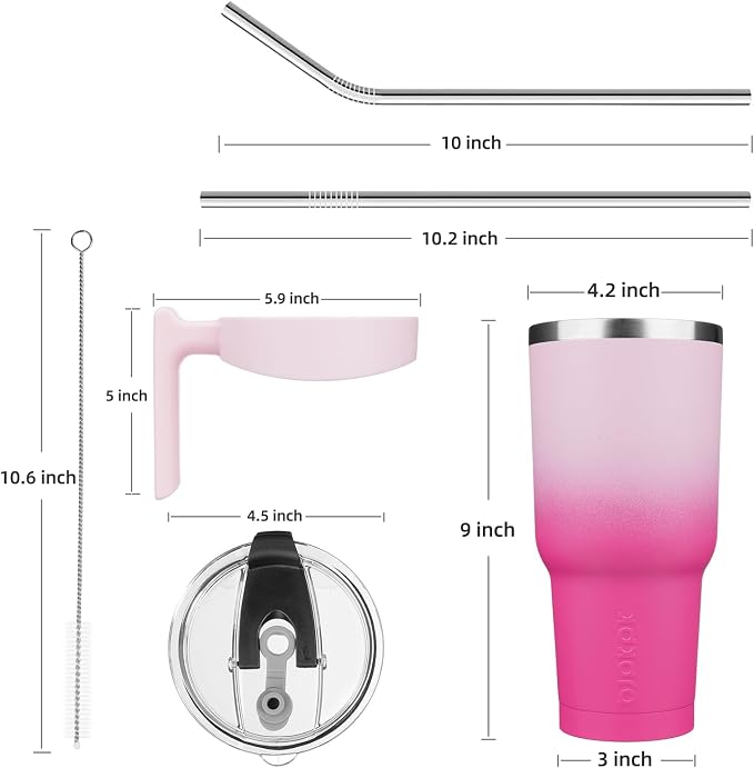 BJPKPK 40 oz Tumbler with Handle & Straw, Insulated Stainless Steel Mug | Double Wall Vacuum, Keeps Hot/Cold, Thermal Cup, BPA Free, Dishwasher Safe, Cupholder Fit, Coffee & Travel, Cherry Blossom