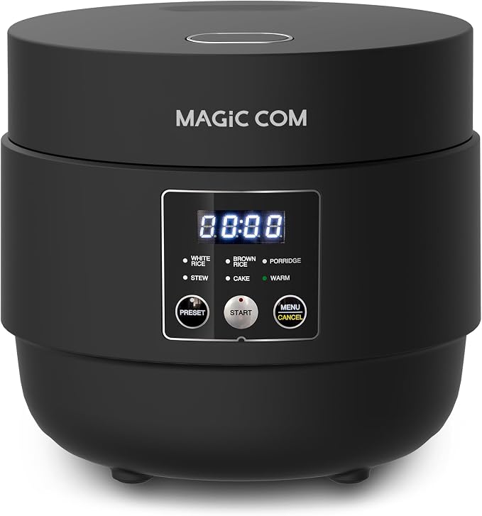 MAGiC COM Rice Cooker 4 Cup Uncooked/ 8 Cup Cooked, Digital Display with Warmer, Small Rice Maker & Multiple Settings, 24H Delay Timer, Automatic Keep Warm, Nonstick Inner Pot, Arrocera Eléctrica