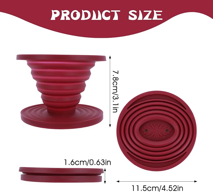 Prasacco Pour Over Coffee Dripper Foldable Travel Pour Over Coffee Maker | Portable Camping Coffee Maker Reusable Silicone Pour Over Coffee Filter for Backpacking Camping Home Office