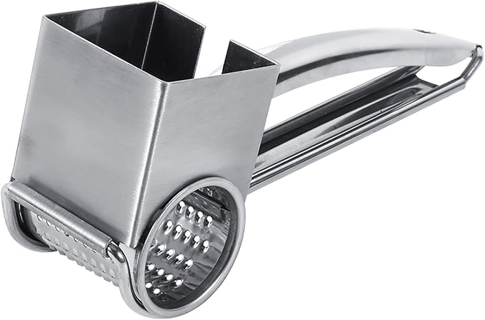 Mouli Grater Stainless Steel Cheese Grater Silver 20cm | MultiFunctional Rotary Kitchen Tool, For Slicing Shredding and Grating, Cheese and Vegetables, Home Kitchen