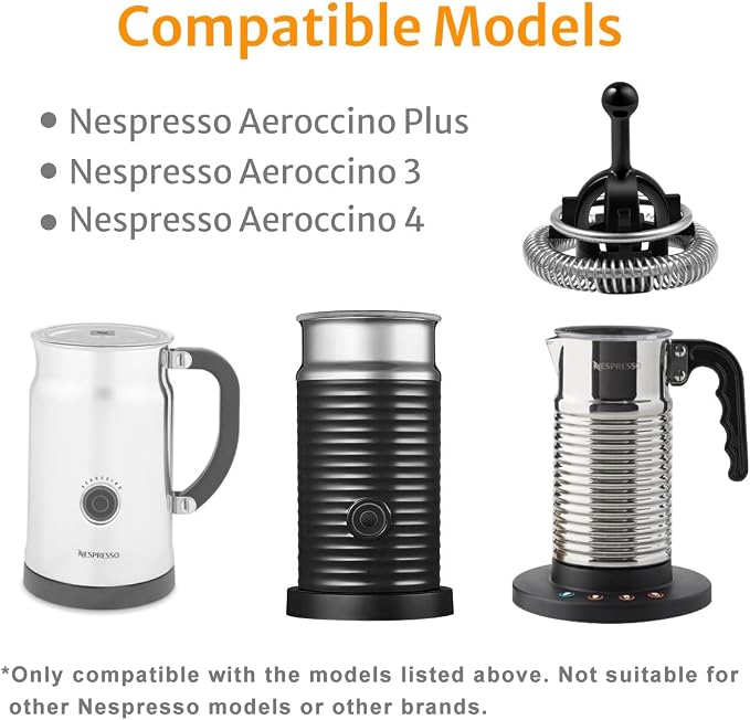 Whisks Compatible with Nespresso Aeroccino 3/4/Plus Milk Frother Replacement, 2 Pack
