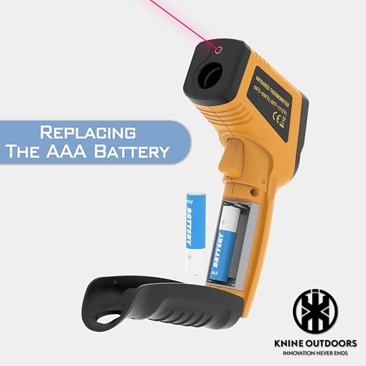 KNINE OUTDOORS Infrared Thermometer Gun, -58℉ to 1112℉ | Temp Gun, Laser Temperature Gun, for Cooking, Oven, BBQ, Griddle, Meat, HVAC Engine, Distance to Spot Ratio 12:1, Orange
