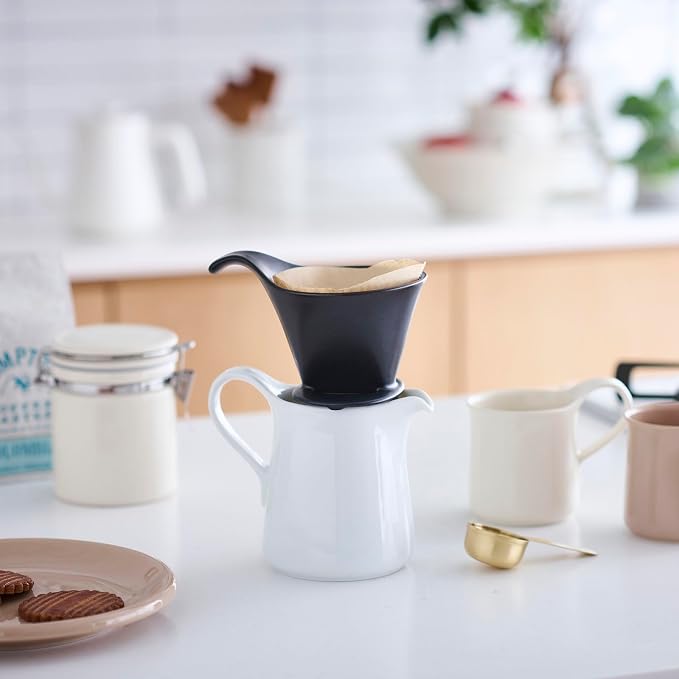 ZERO JAPAN - Bee House Pour Over Coffee Dripper - Ceramic Coffee Maker with Elegant Peek Hole, Drip Cone Brewer Coffee Gifts, Brewing Accessories - Noble Black, Standard Size