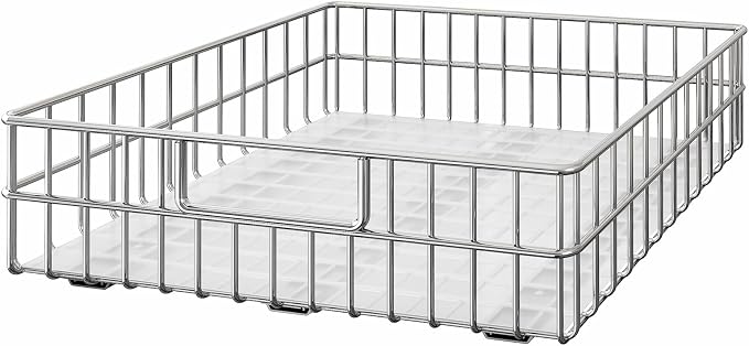 Pull out Cabinet Organizer, Stainless Steel 1-Pack (20.1"W x 21"D) Full-Extension Slide out Drawer, Adhesive Roll out Can Spice Storage Basket Shelf Rack for Pantry, Kitchen, Bathroom, Home Closet