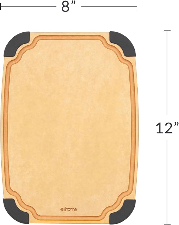 Essential Series Cutitng Board for Kitchen- Natural Wood Fiber, Dishwasher Safe, Eco-Friendly, Juice Grooves, Non-slip Feet, Non-Porous, Reversible, BPA Free, Medium - 12" x 8", 12pcs Pack