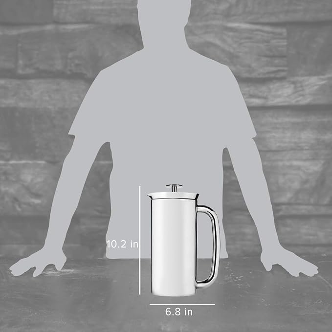 ESPRO P7 French Press, 32oz, Polished, Stainless Steel Coffee Maker | Double Filter Coffee Press, Grit-Free Coffee, Heat Resistant Insulated tea Press, Easy Hot and Cold Coffee Brewer, Tea Brewer