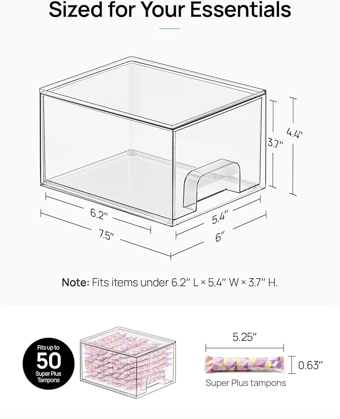 Vtopmart 8 Pack Small Clear Stackable Storage Drawers | Plastic Bins, Bathroom Makeup Organizer, For Vanity, Undersink, Kitchen Cabinets, Pantry, Home Organization