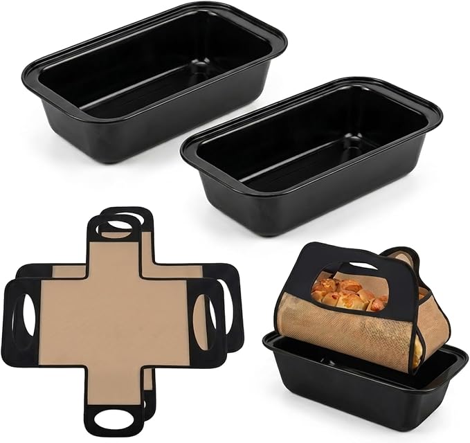 2-Pack 9x5 Nonstick Loaf Pan Set, Carbon Steel Bread Pan with Slings