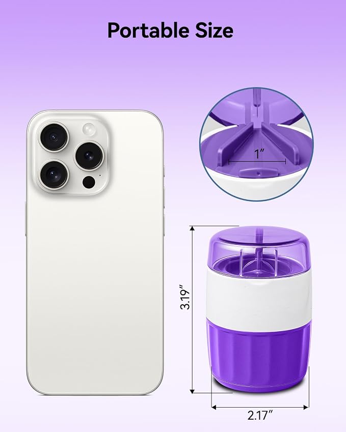 3-in-1 Pill Crusher & Cutter for Fine Powder, Portable - Purple | Features Stainless Steel Grinding Pestle for Fast Fine powder. Easy Open Pill Cutter & Crusher for Elderly and Pets.