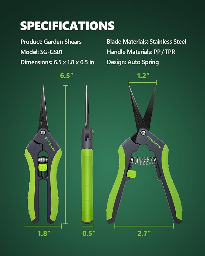 6.5" Straight Pruning Shears for Gardening Plant Trimming Scissors | Sharp Plant Snips for Precise Cuts,Stainless Steel Garden Scissors Bonsai Clippers Garden Pruner Shears(1-Pack Straight)
