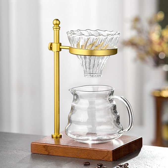 Pour Over Coffee Stand - Adjustable Wooden Dripper Stand for Pour Over Coffee Station, Compatible with Coffee Kettle & Filter, Multi-Functional Coffee Maker Base