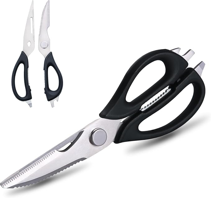 Come Apart Kitchen Scissors for Food, All Purpose Kitchen Shears (Black) | Easy to Clean, Detachable Blade, Comfort Grip, Multi Functional Cooking Scissors for Meat, Poultry, Fish