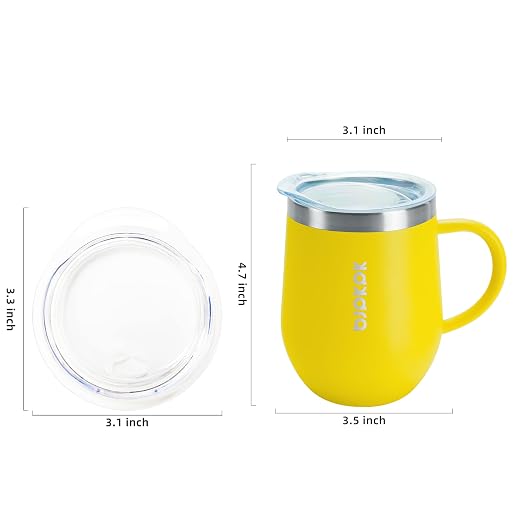 BJPKPK 2PCS Insulated Coffee Mug with Lid, 12oz Stainless Steel Tumbler | Travel Coffee Mug with Handle, Vacuum Insulated Tumbler Cup for Camping, Office, Home, BPA Free Lid, Hot & Cold