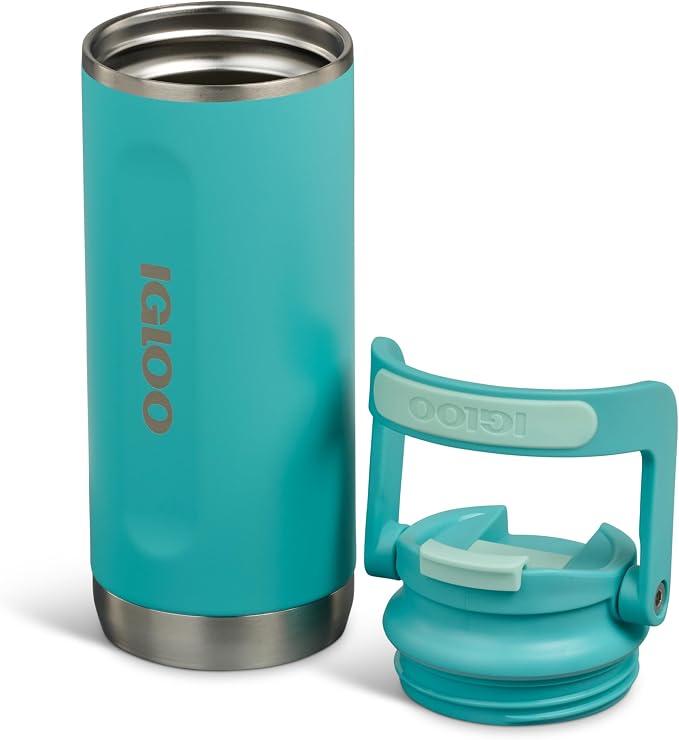 Igloo 16 oz Stainless Steel Tumbler | Flip 'n' Sip Bottle | Lagoon Teal