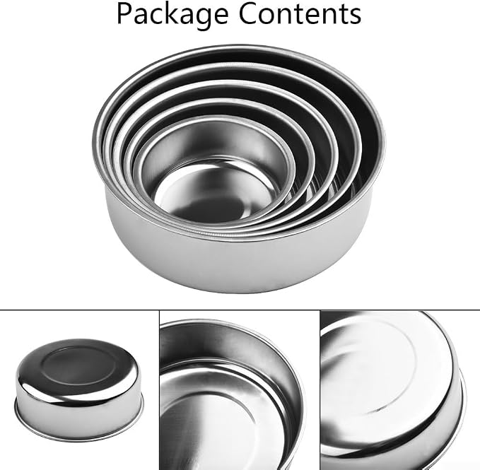 Stainless Steel Mixing Bowls Set with Airtight Lids 5 Piece Nesting Storage Containers for Kitchen Food Prep Serving