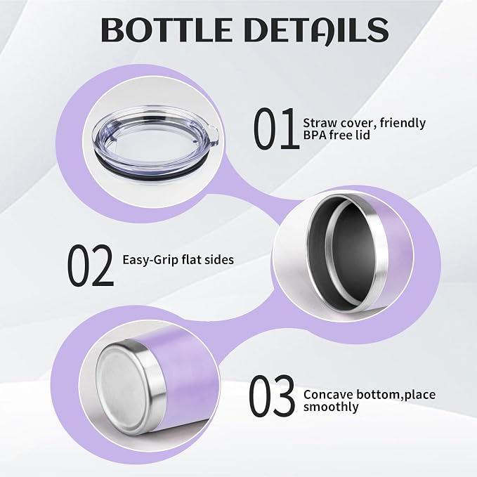 StarSpeed 20oz Stainless Steel Travel Coffee Tumbler,Light Purple | Travel Coffee Mug,Spill-proof Lid,Double Wall,BPA-free Travel Cups,Insulated Cup Fits Car Cupholders