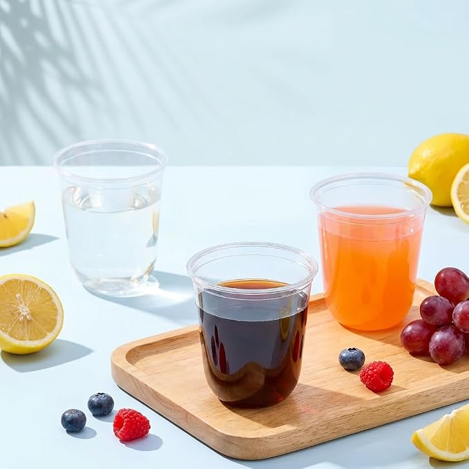 WELLIFE 50 Pcs 12 oz Clear Plastic Cups | Disposable Wine Glasses Stemless Cocktail Punch Cups for Party Cold Drinking Wedding, Picnic, Halloween, Thanksgiving