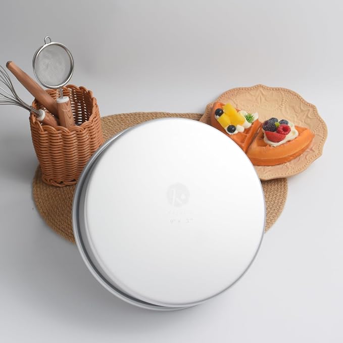 9 x 3 Inch Round Cake Pans Set of 2, Aluminum Round Cake Tin, Baking Cake Pan for Wedding, Party, Family Occasions, Chocolate, Bread. (Round, 9×3 Round Cake Pan, Set of 2)