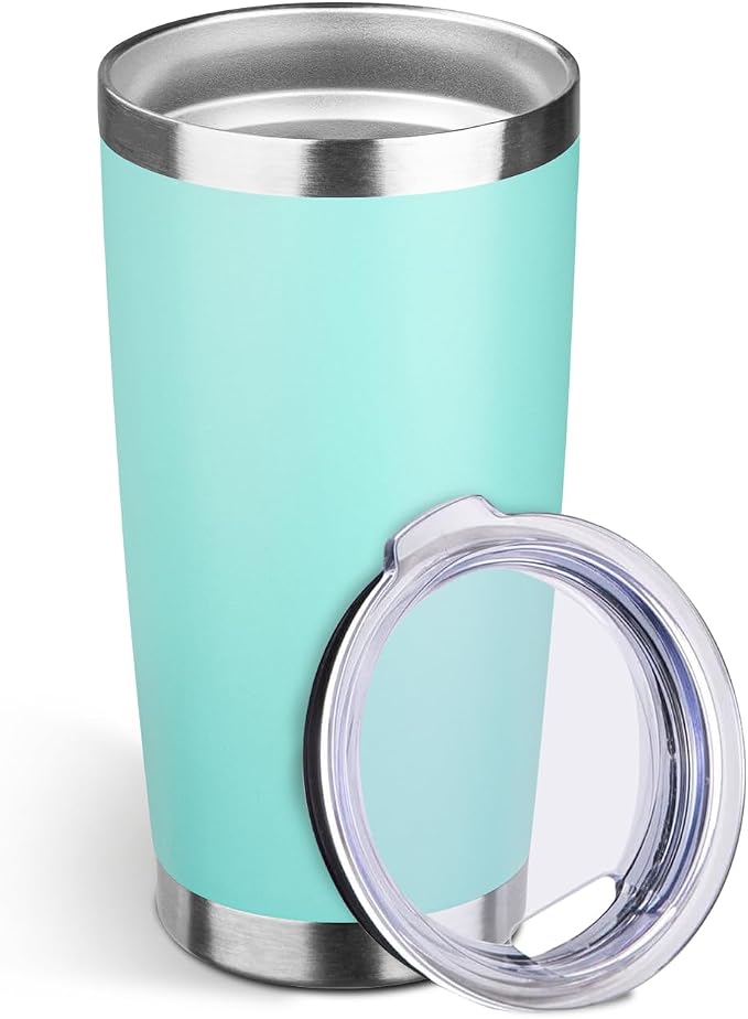 StarSpeed 20oz Stainless Steel Travel Coffee Tumbler,Light Green | Travel Coffee Mug,Spill-proof Lid,Double Wall,BPA-free Travel Cups,Insulated Cup Fits Car Cupholders